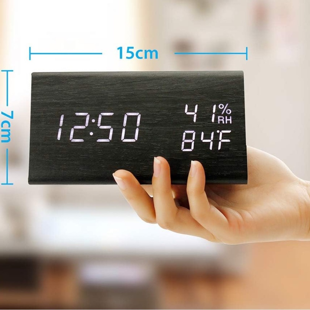 Black Digital LED Multi Function Alarm Clock-Temperature and Humidity Display - Picture 9 of 9